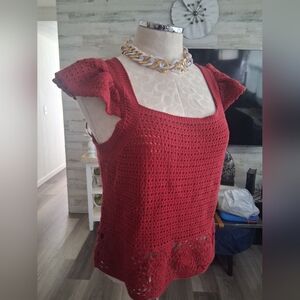 Universal Thread Red Crochet Top Nwt L